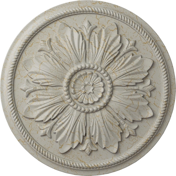 Ekena Millwork Kaya Ceiling Medallion (Fits Canopies up to 5 1/4"), 23 5/8"OD x 1 1/2"P, Pot of Cream Crackle CM23KAPCC - main